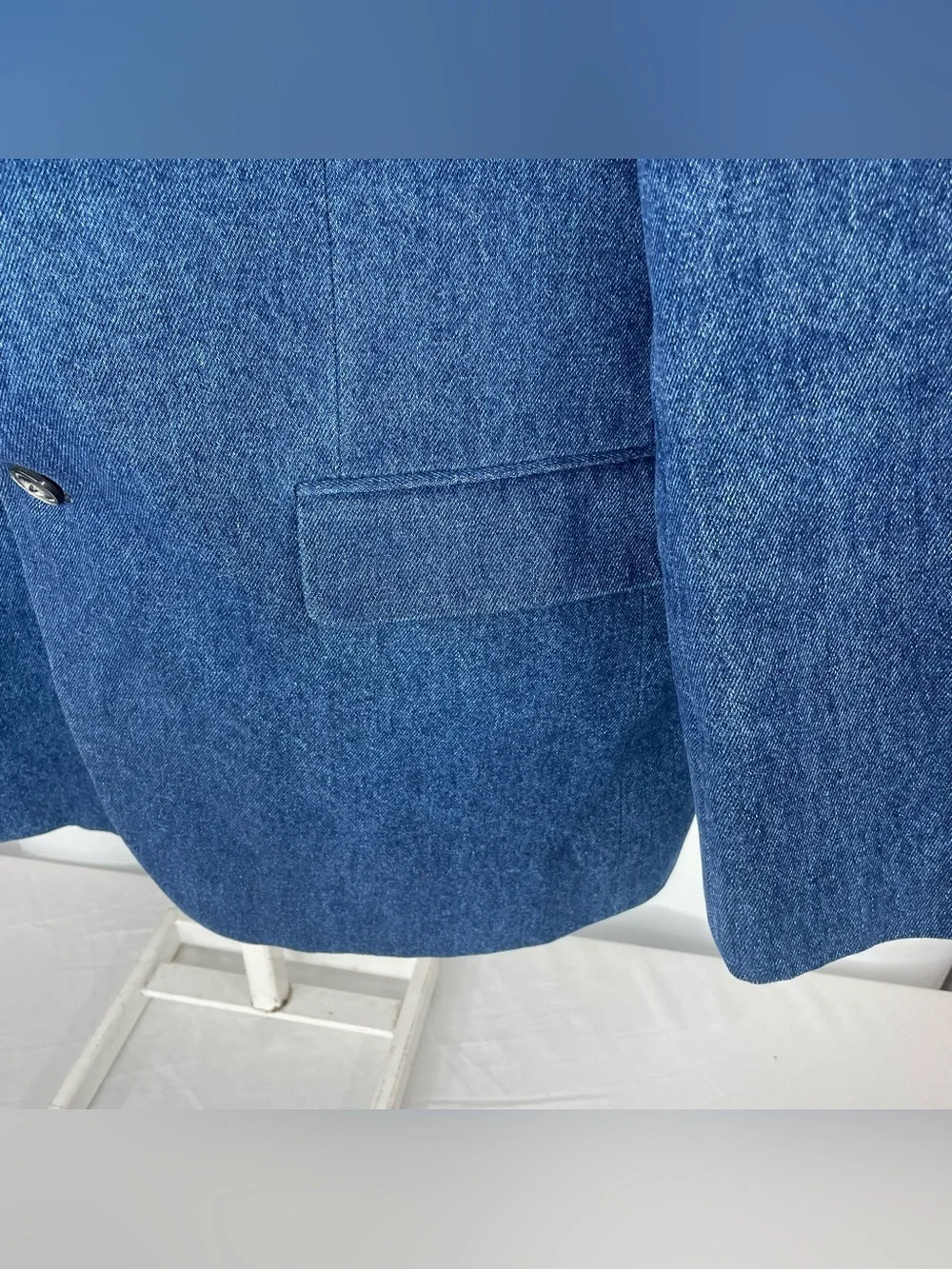 Norm Thompson 46R Blue Cotton Denim Blazer Sport Coat Casual